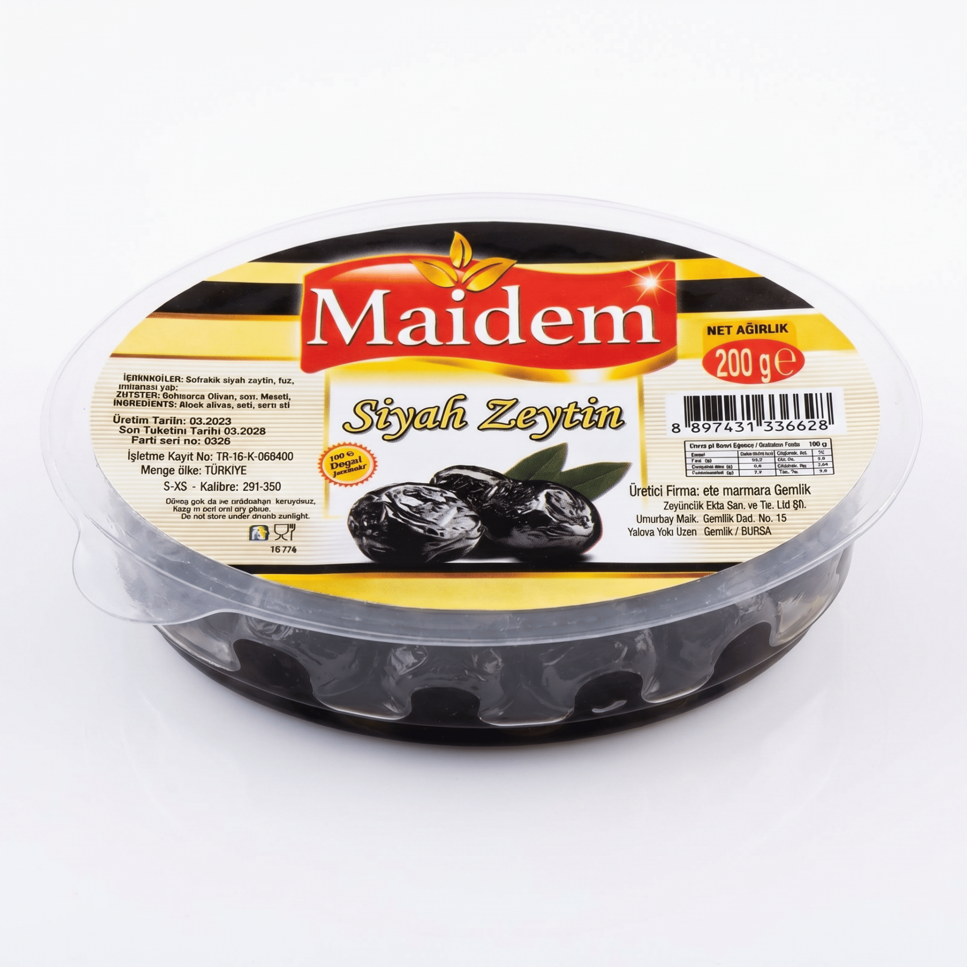 MAİDEM VAKUMLU SİYAH YAĞLI ZEYTİN 200 GR